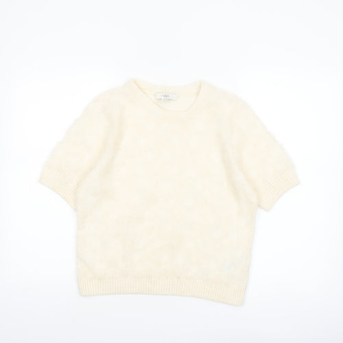 Marks and Spencer Women Ivory Short Sleeve Knit Jumper M