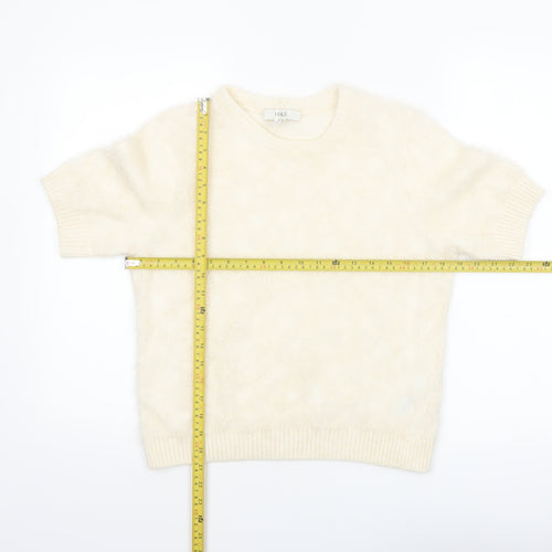 Marks and Spencer Women Ivory Short Sleeve Knit Jumper M