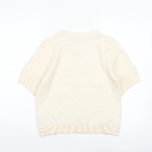 Marks and Spencer Women Ivory Short Sleeve Knit Jumper M