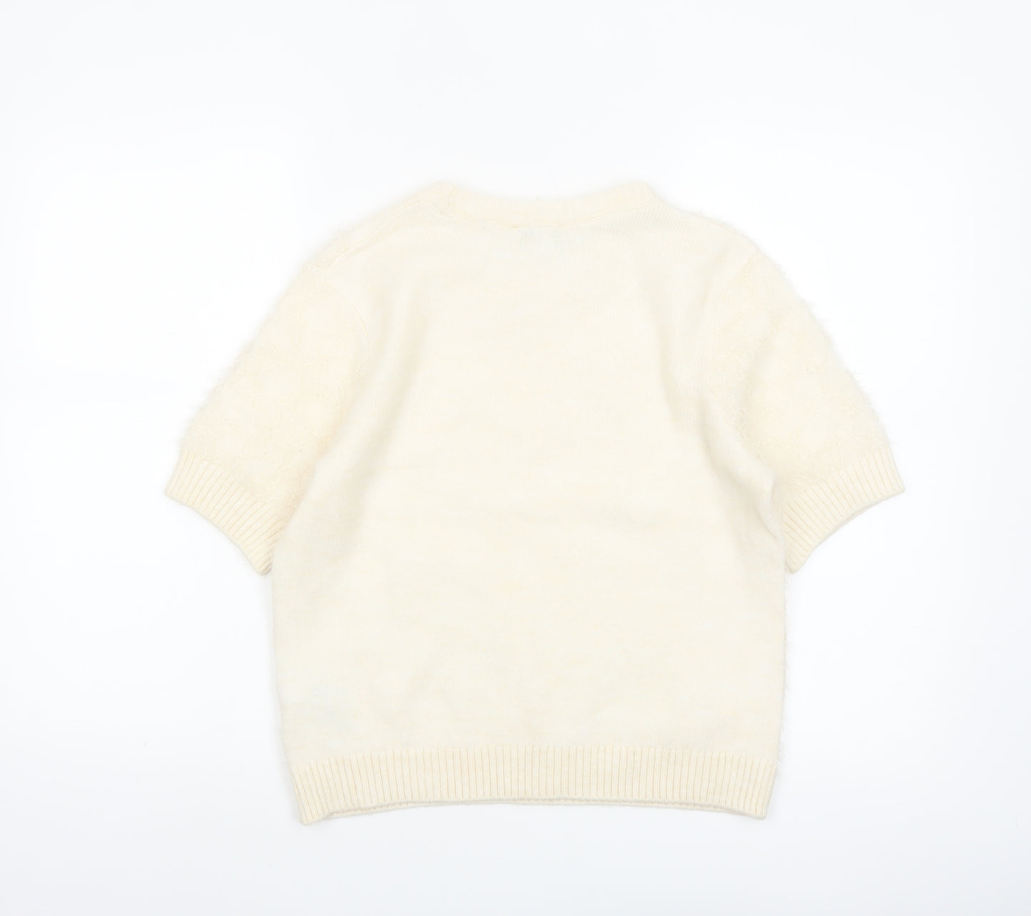 Marks and Spencer Women Ivory Short Sleeve Knit Jumper M