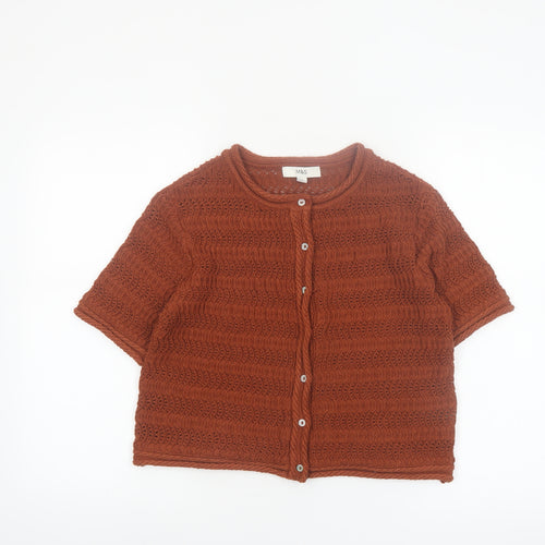 Marks and Spencer Women's Brown Knit Short Sleeve Cardigan M