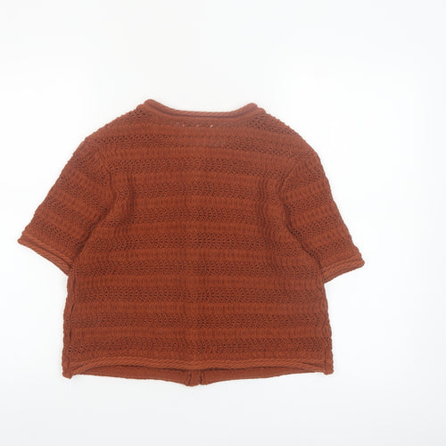 Marks and Spencer Women's Brown Knit Short Sleeve Cardigan M