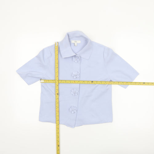 Marks and Spencer Women’s Blue Short Sleeve Button-Up Knit Top S