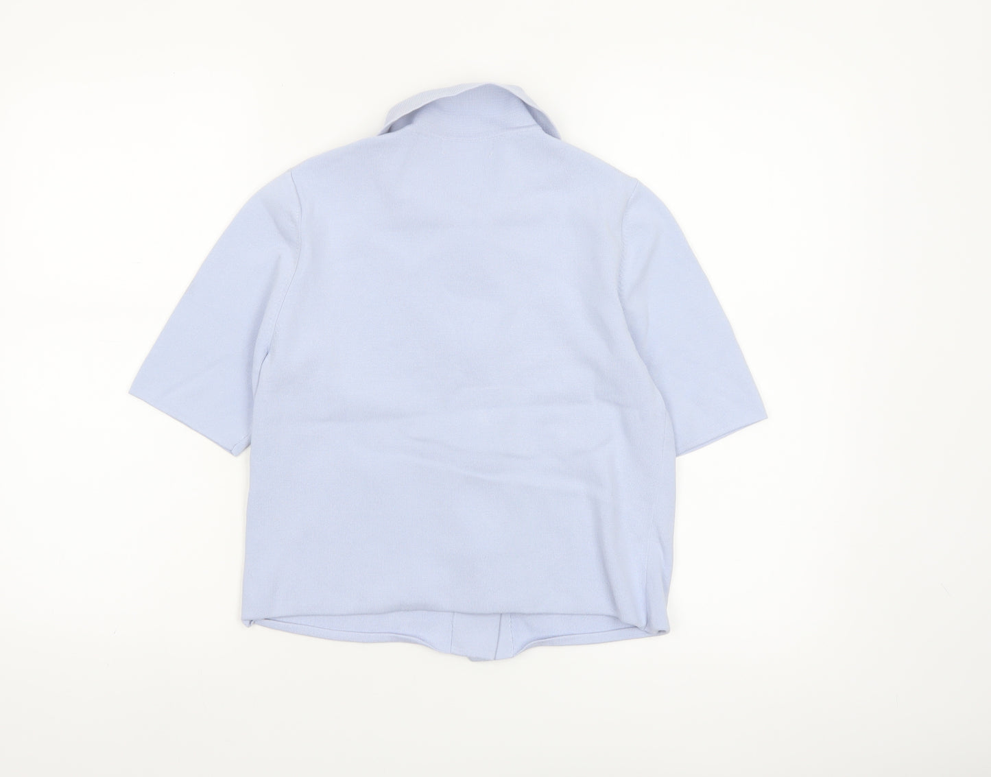 Marks and Spencer Women’s Blue Short Sleeve Button-Up Knit Top S