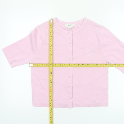 Marks and Spencer Womens Pink Button-Up Knit Top M
