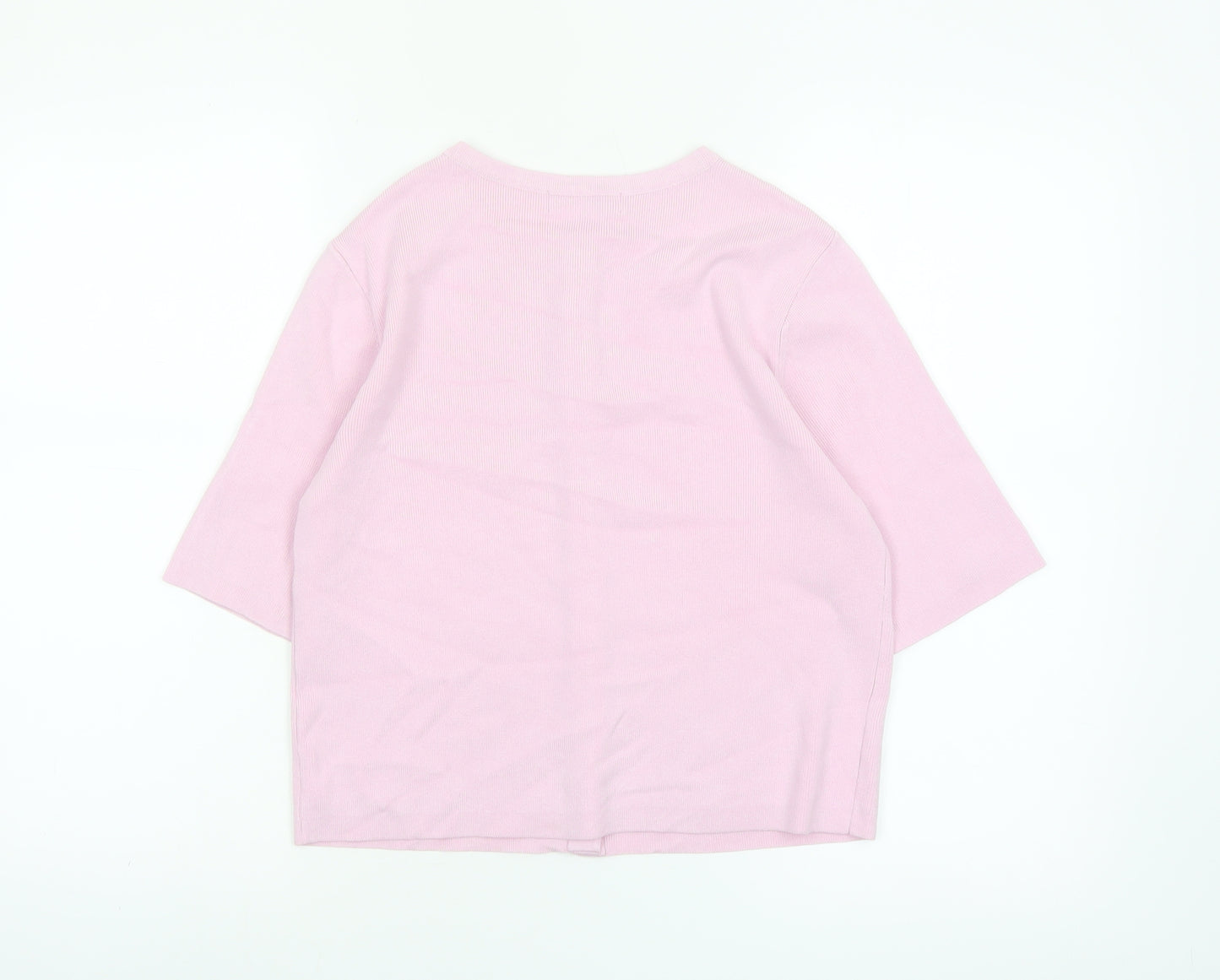 Marks and Spencer Womens Pink Button-Up Knit Top M