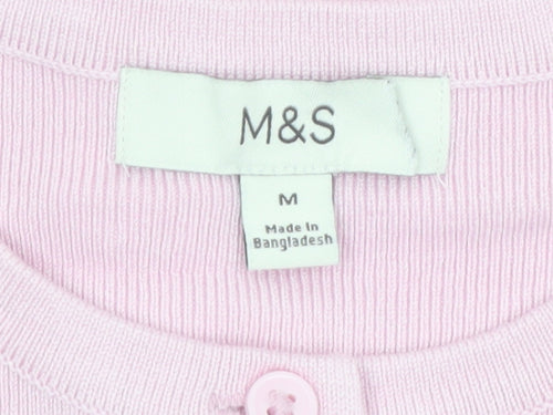 Marks and Spencer Womens Pink Button-Up Knit Top M