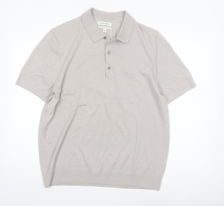 Marks and Spencer Autograph Men’s Beige Merino Wool Polo XL