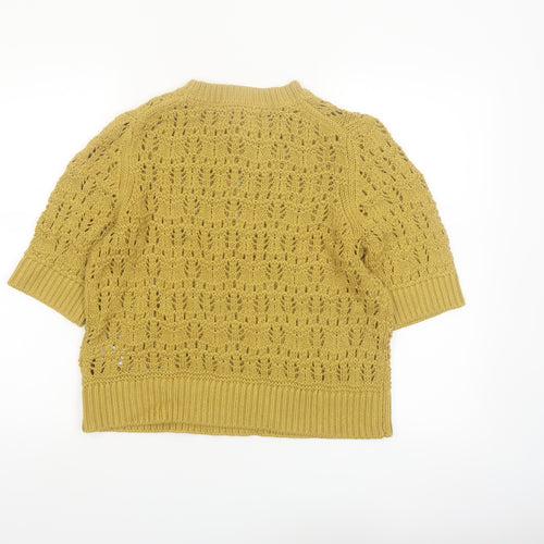 Marks and Spencer Per Una Women’s Yellow Cotton Open Knit Jumper M