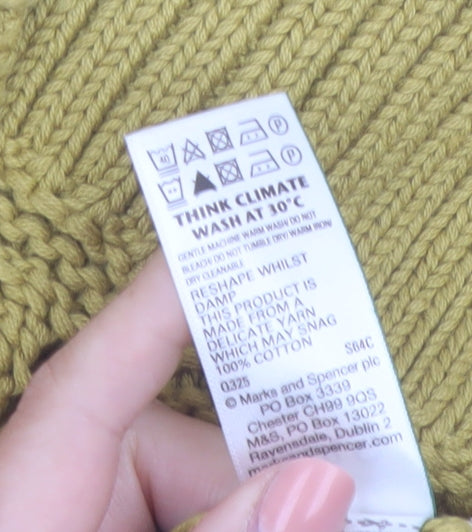 Marks and Spencer Per Una Women’s Yellow Cotton Open Knit Jumper M