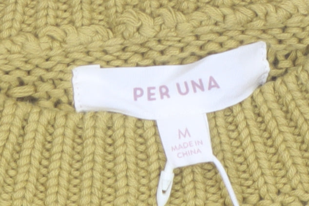 Marks and Spencer Per Una Women’s Yellow Cotton Open Knit Jumper M