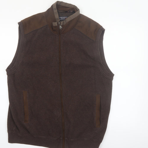 Claudio Campione Men's Brown 2XL Bodywarmer Cotton Leather Waistcoat