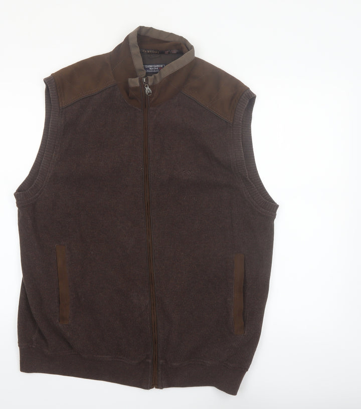 Claudio Campione Men's Brown 2XL Bodywarmer Cotton Leather Waistcoat