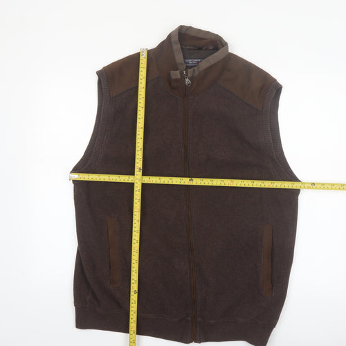 Claudio Campione Men's Brown 2XL Bodywarmer Cotton Leather Waistcoat