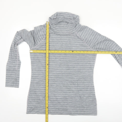 GapFit Women Grey Striped Long Sleeve High Neck Performance Top M