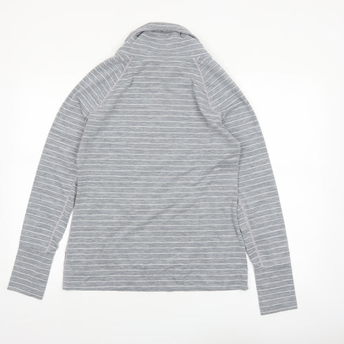 GapFit Women Grey Striped Long Sleeve High Neck Performance Top M