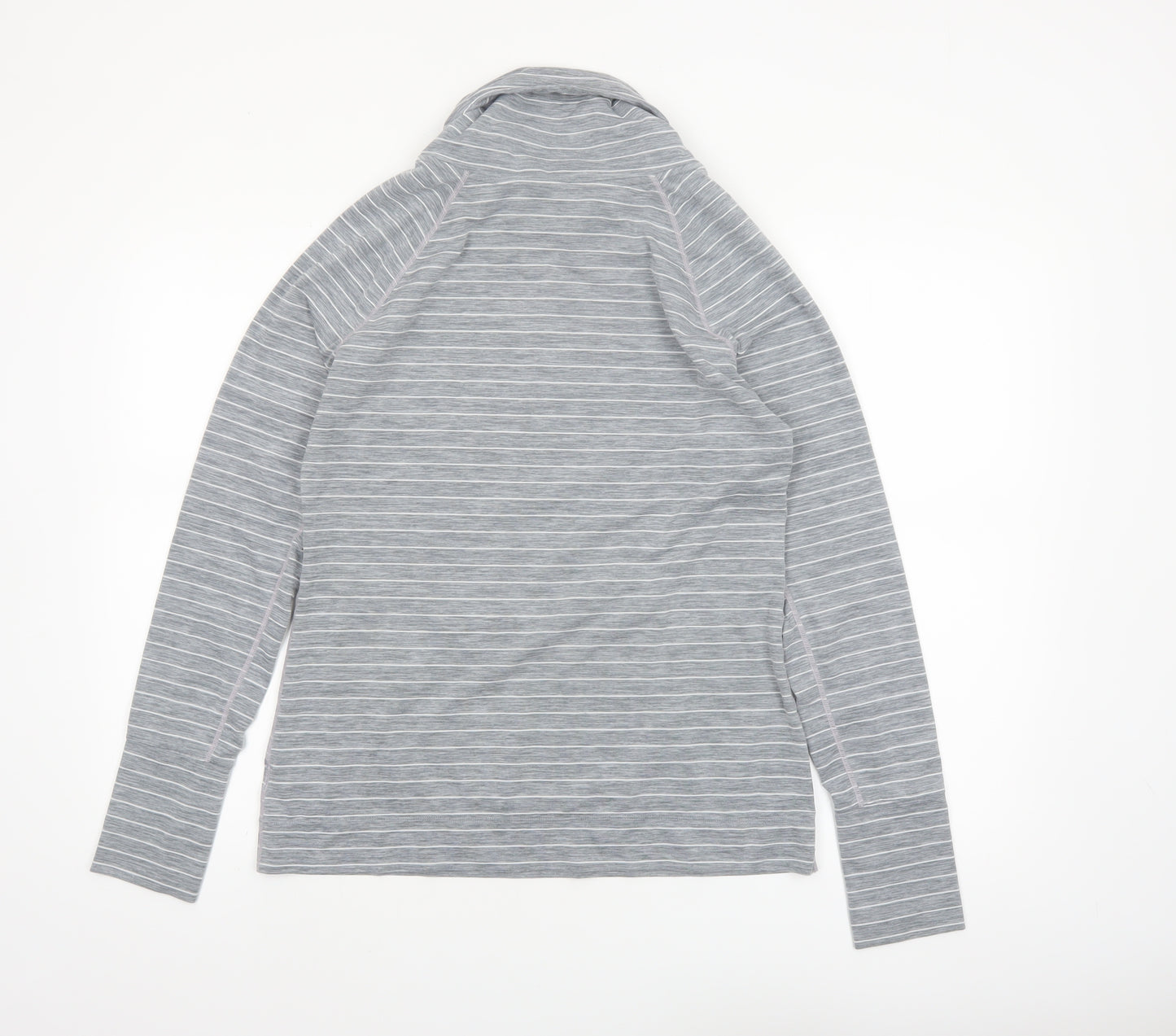 GapFit Women Grey Striped Long Sleeve High Neck Performance Top M