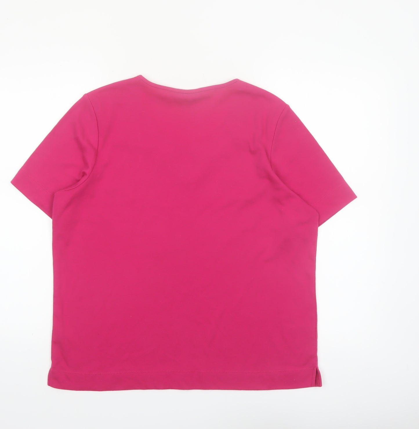 TIGI Womens Pink Short Sleeve Embroidered Round Neck T-Shirt Size 18/20