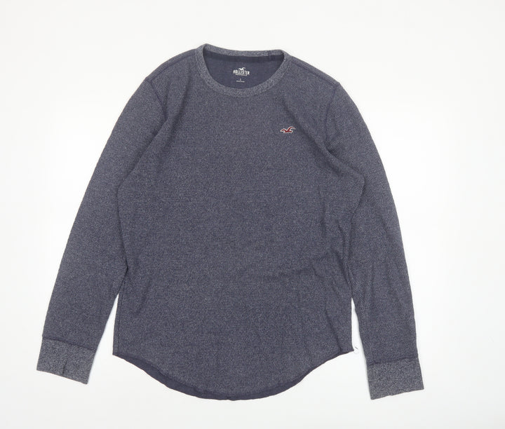 Hollister Men's Blue Long Sleeve Knit Casual Top Size L