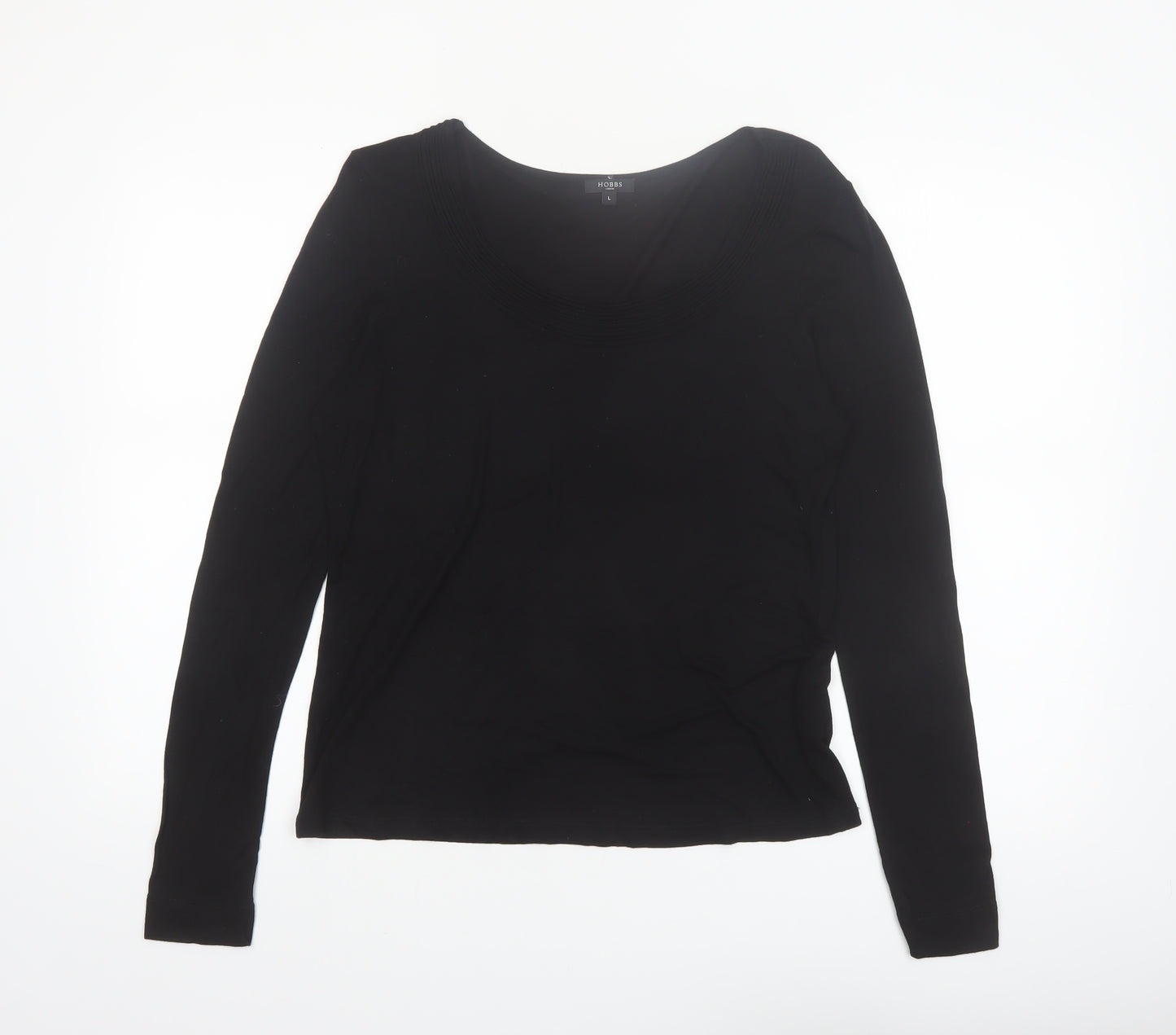 Hobbs Women’s Black Long Sleeve Viscose Scoop Neck Top Size L