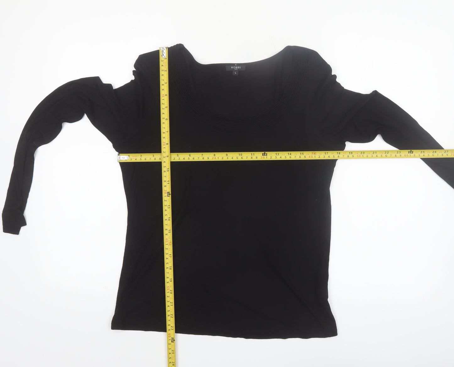 Hobbs Women’s Black Long Sleeve Viscose Scoop Neck Top Size L