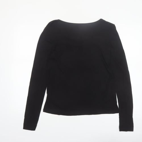 Hobbs Women’s Black Long Sleeve Viscose Scoop Neck Top Size L