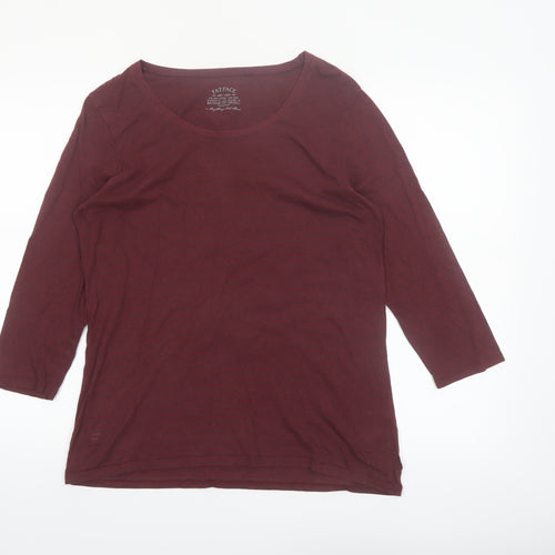 FatFace Womens Red 3/4 Sleeve Scoop Neck Cotton Modal T-Shirt Size 16