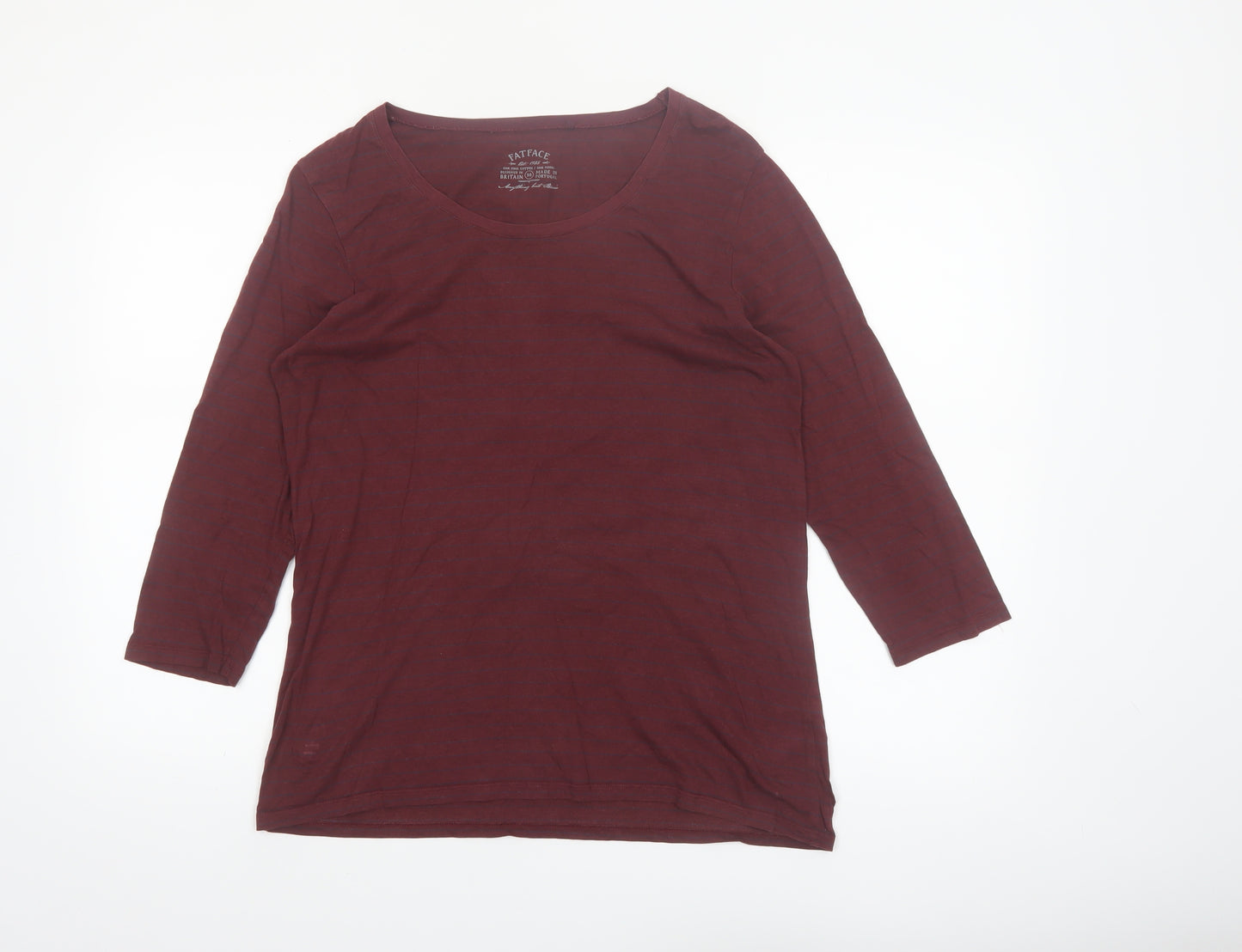 FatFace Womens Red 3/4 Sleeve Scoop Neck Cotton Modal T-Shirt Size 16