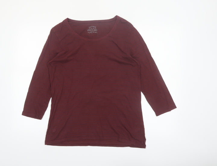 FatFace Womens Red 3/4 Sleeve Scoop Neck Cotton Modal T-Shirt Size 16
