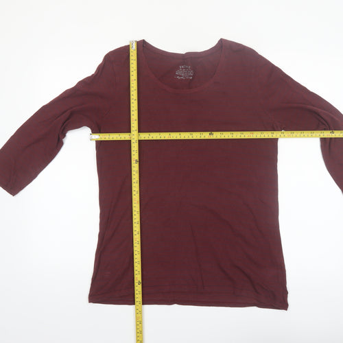 FatFace Womens Red 3/4 Sleeve Scoop Neck Cotton Modal T-Shirt Size 16