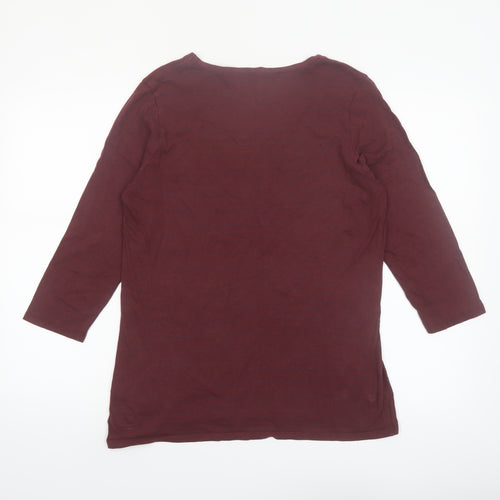 FatFace Womens Red 3/4 Sleeve Scoop Neck Cotton Modal T-Shirt Size 16