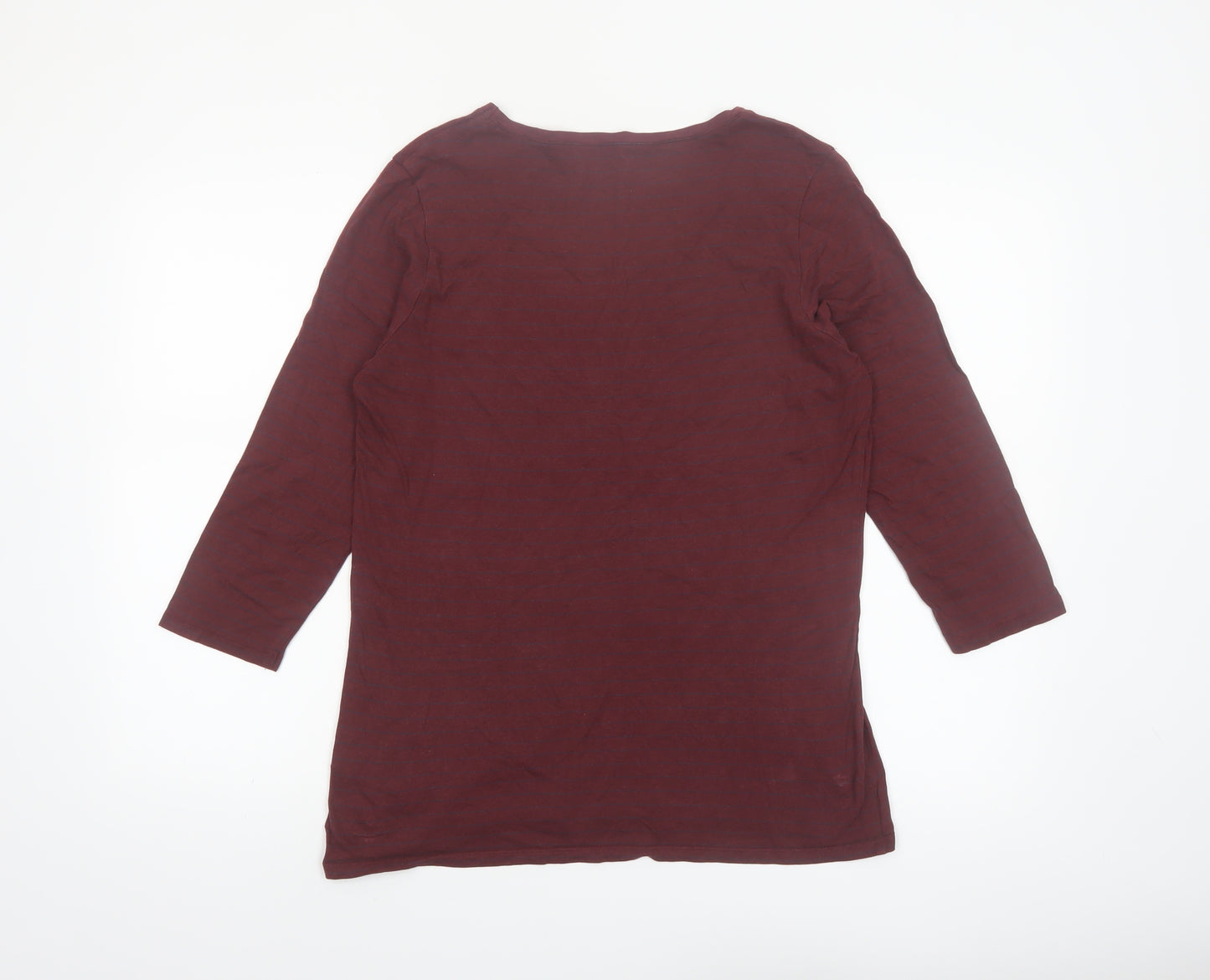 FatFace Womens Red 3/4 Sleeve Scoop Neck Cotton Modal T-Shirt Size 16