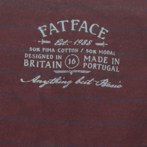 FatFace Womens Red 3/4 Sleeve Scoop Neck Cotton Modal T-Shirt Size 16