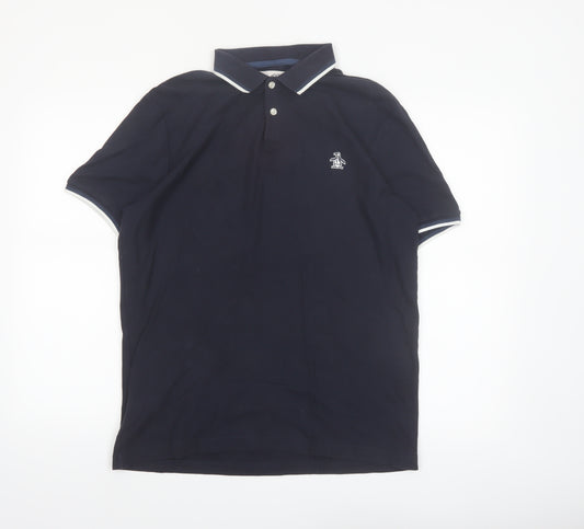 Original Penguin Men’s Black Cotton Polo Shirt M Short Sleeve Classic Fit