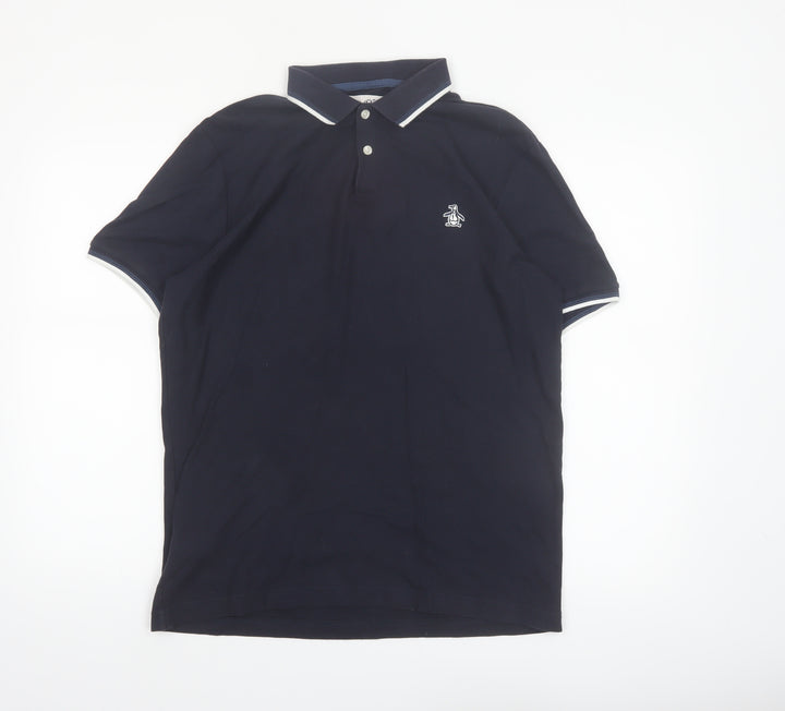 Original Penguin Men’s Black Cotton Polo Shirt M Short Sleeve Classic Fit