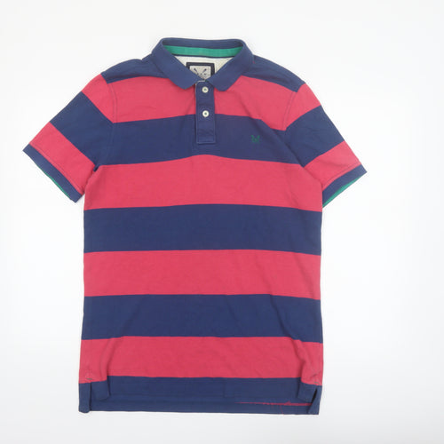 Crew Clothing Co. Men's Red Navy Striped Polo Shirt Size M