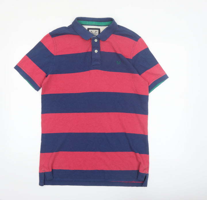 Crew Clothing Co. Men's Red Navy Striped Polo Shirt Size M