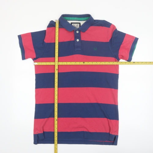 Crew Clothing Co. Men's Red Navy Striped Polo Shirt Size M