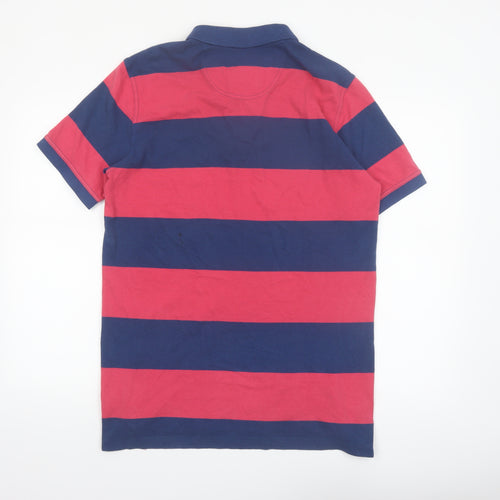 Crew Clothing Co. Men's Red Navy Striped Polo Shirt Size M