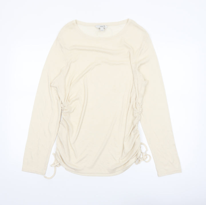 Marks and Spencer Women’s Ivory Long Sleeve Jersey Top Size 18