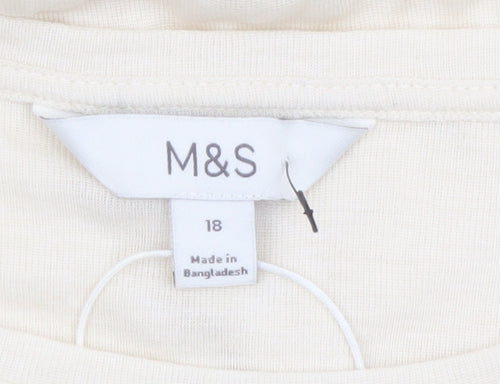 Marks and Spencer Women’s Ivory Long Sleeve Jersey Top Size 18