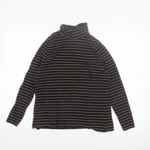 Marks and Spencer Women's Black Striped Roll Neck Long Sleeve Top Size 16