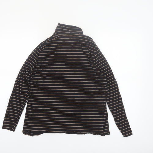 Marks and Spencer Women's Black Striped Roll Neck Long Sleeve Top Size 16