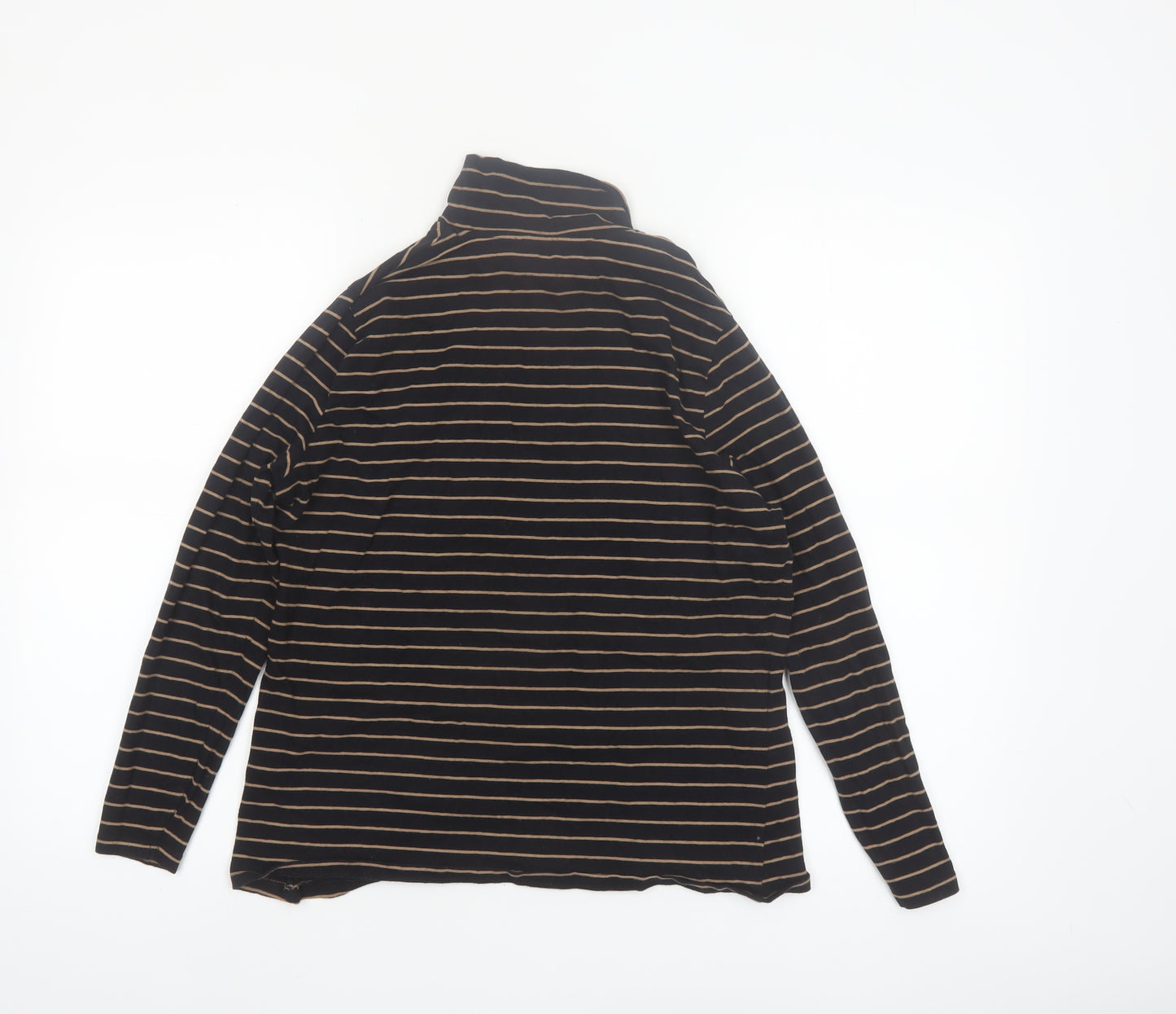 Marks and Spencer Women's Black Striped Roll Neck Long Sleeve Top Size 16