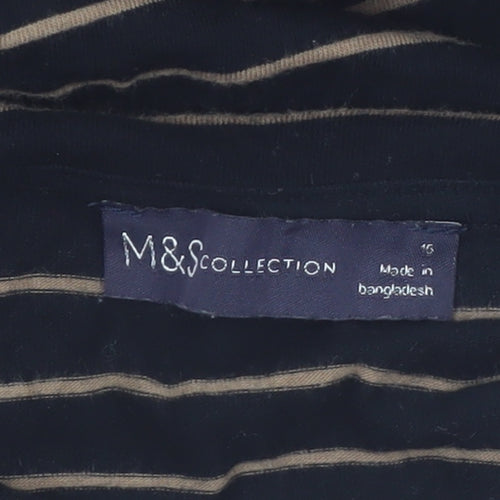 Marks and Spencer Women's Black Striped Roll Neck Long Sleeve Top Size 16
