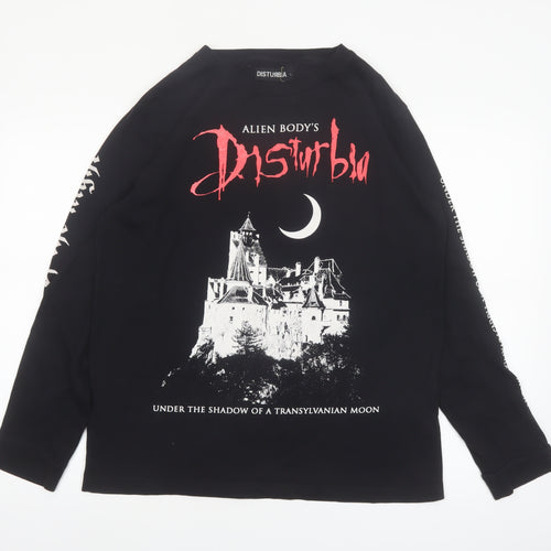 Disturbia Men's Black Gothic Graphic Long Sleeve T-Shirt Size L