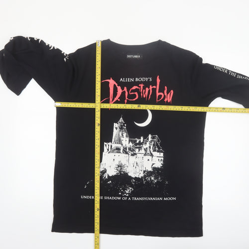 Disturbia Men's Black Gothic Graphic Long Sleeve T-Shirt Size L