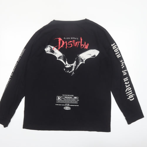 Disturbia Men's Black Gothic Graphic Long Sleeve T-Shirt Size L