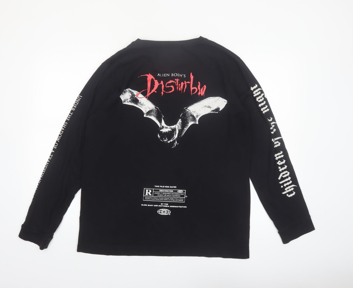 Disturbia Men's Black Gothic Graphic Long Sleeve T-Shirt Size L