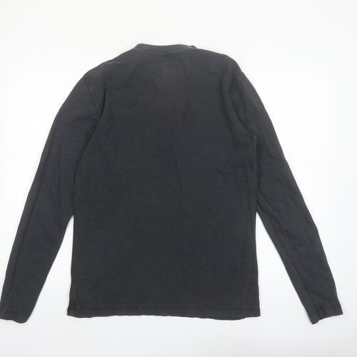 Superdry Men’s Black Henley Long Sleeve Cotton T-Shirt Size S